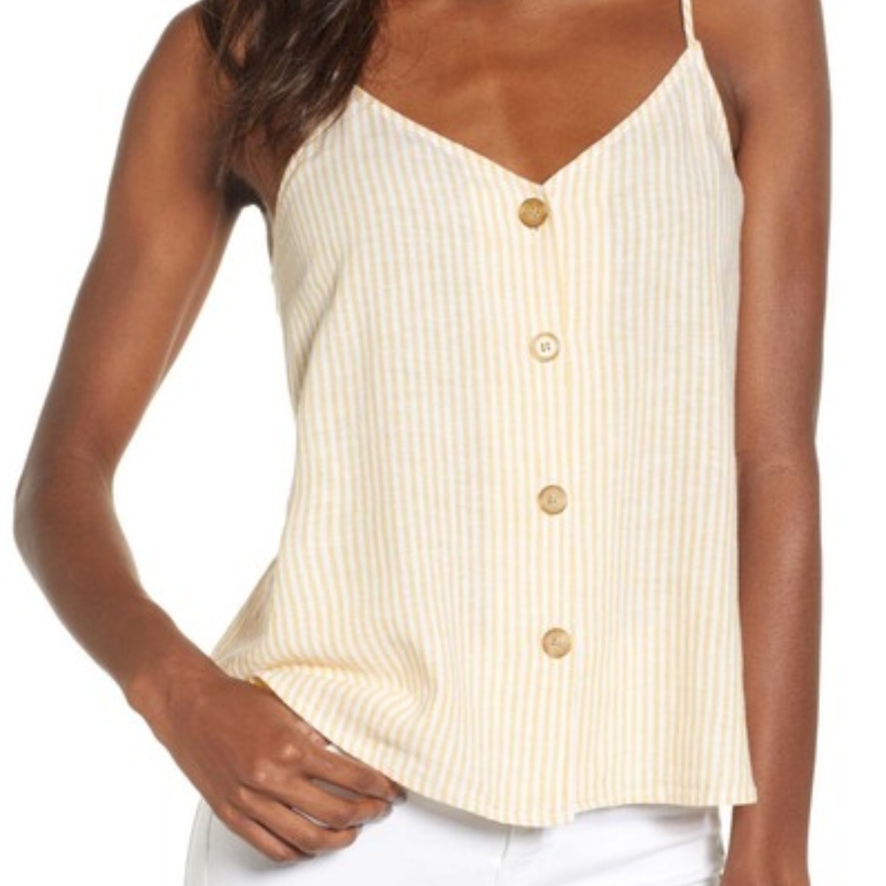 NWT BP. Yellow & White Linen Blend Camisole